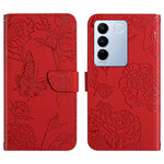 HT03 Cassa del telefono di cuoio di vibrazione impressa farfalla di sensibilità della pelle, For vivo V27, For Samsung Galaxy F14 5G Global, For Xiaomi 13 Ultra