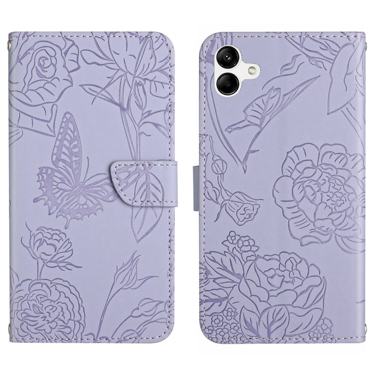 HT03 Cassa del telefono di cuoio di vibrazione impressa farfalla di sensibilità della pelle, For vivo V27, For Samsung Galaxy F14 5G Global, For Xiaomi 13 Ultra