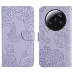 HT03 Cassa del telefono di cuoio di vibrazione impressa farfalla di sensibilità della pelle, For vivo V27, For Samsung Galaxy F14 5G Global, For Xiaomi 13 Ultra