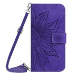 HT04 Skin Feel Sun Flower Custodia in pelle con flip in rilievo con cordino, For Motorola Moto G Power 2023, For Motorola Moto G Stylus 5G 2023