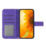 HT04 Skin Feel Sun Flower Custodia in pelle con flip in rilievo con cordino, For Motorola Moto G Power 2023, For Motorola Moto G Stylus 5G 2023
