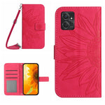 HT04 Skin Feel Sun Flower Custodia in pelle con flip in rilievo con cordino, For Motorola Moto G Power 2023, For Motorola Moto G Stylus 5G 2023