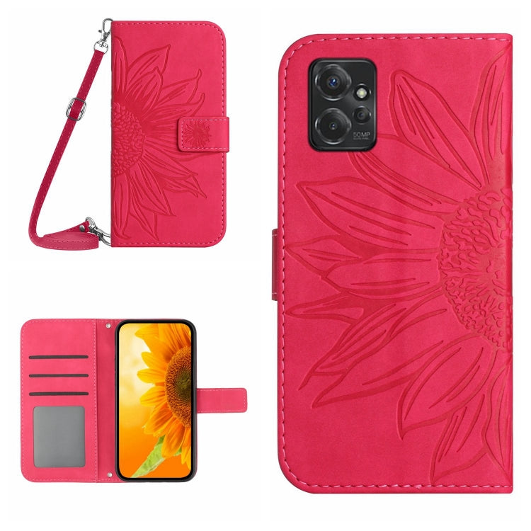 HT04 Skin Feel Sun Flower Custodia in pelle con flip in rilievo con cordino, For Motorola Moto G Power 2023, For Motorola Moto G Stylus 5G 2023