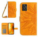 HT04 Skin Feel Sun Flower Custodia in pelle con flip in rilievo con cordino, For Motorola Moto G Power 2023, For Motorola Moto G Stylus 5G 2023