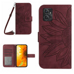 HT04 Skin Feel Sun Flower Custodia in pelle con flip in rilievo con cordino, For Motorola Moto G Power 2023, For Motorola Moto G Stylus 5G 2023