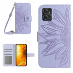 HT04 Skin Feel Sun Flower Custodia in pelle con flip in rilievo con cordino, For Motorola Moto G Power 2023, For Motorola Moto G Stylus 5G 2023