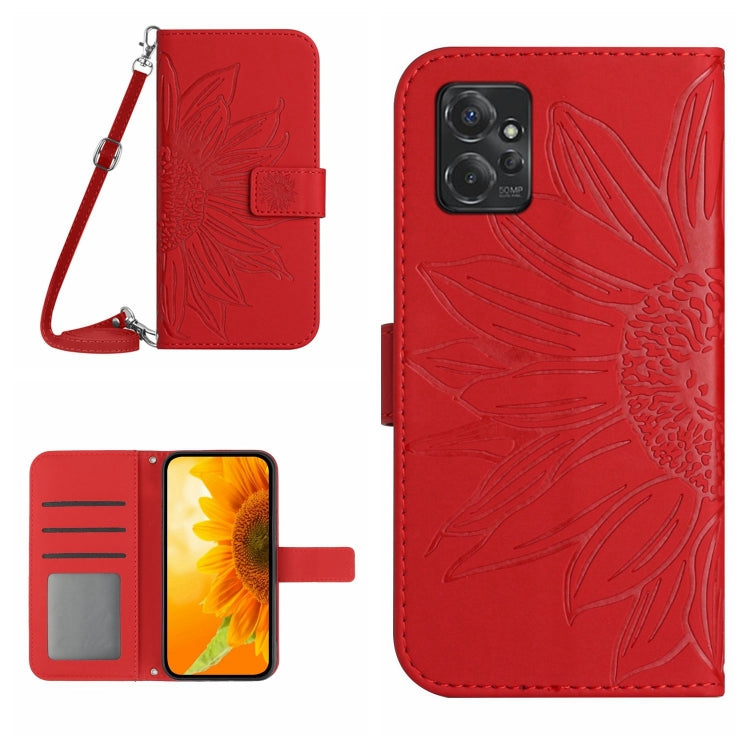 HT04 Skin Feel Sun Flower Custodia in pelle con flip in rilievo con cordino, For Motorola Moto G Power 2023, For Motorola Moto G Stylus 5G 2023
