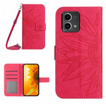 HT04 Skin Feel Sun Flower Custodia in pelle con flip in rilievo con cordino, For Motorola Moto G Power 2023, For Motorola Moto G Stylus 5G 2023