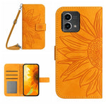 HT04 Skin Feel Sun Flower Custodia in pelle con flip in rilievo con cordino, For Motorola Moto G Power 2023, For Motorola Moto G Stylus 5G 2023