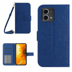 HT04 Skin Feel Sun Flower Custodia in pelle con flip in rilievo con cordino, For Motorola Moto G Power 2023, For Motorola Moto G Stylus 5G 2023