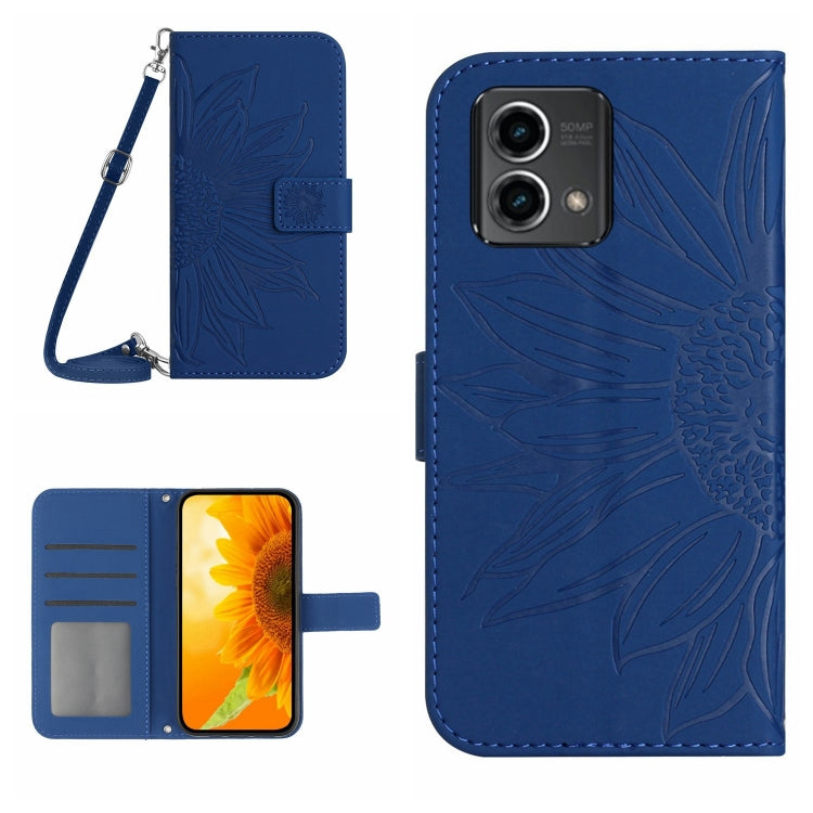 HT04 Skin Feel Sun Flower Custodia in pelle con flip in rilievo con cordino, For Motorola Moto G Power 2023, For Motorola Moto G Stylus 5G 2023