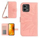 HT04 Skin Feel Sun Flower Custodia in pelle con flip in rilievo con cordino, For Motorola Moto G Power 2023, For Motorola Moto G Stylus 5G 2023