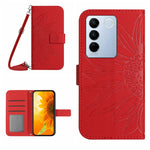 HT04 Skin Feel Sun Flower Custodia in pelle con flip in rilievo con cordino, For vivo V27, For Samsung Galaxy F14 5G Global