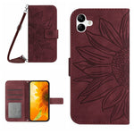 HT04 Skin Feel Sun Flower Custodia in pelle con flip in rilievo con cordino, For vivo V27, For Samsung Galaxy F14 5G Global