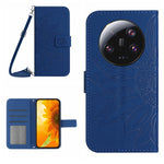HT04 Skin Feel Sun Flower Custodia in pelle con flip in rilievo con cordino, For Xiaomi 13 Ultra