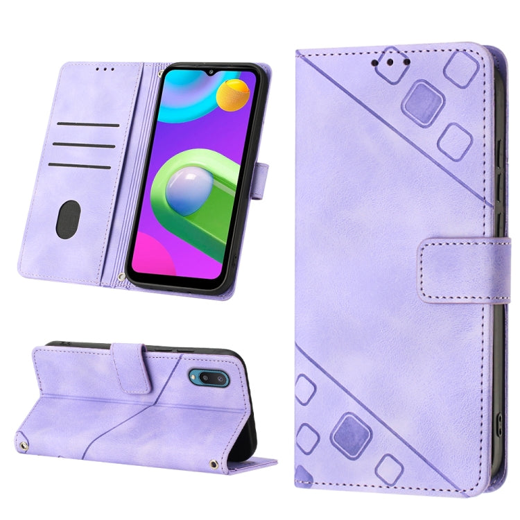 Custodia per telefono in pelle goffrata effetto pelle, For Samsung Galaxy A02 / M02, For Samsung Galaxy A03 Core, For Samsung Galaxy A7 2018, For Samsung Galaxy A8 / A5 2018