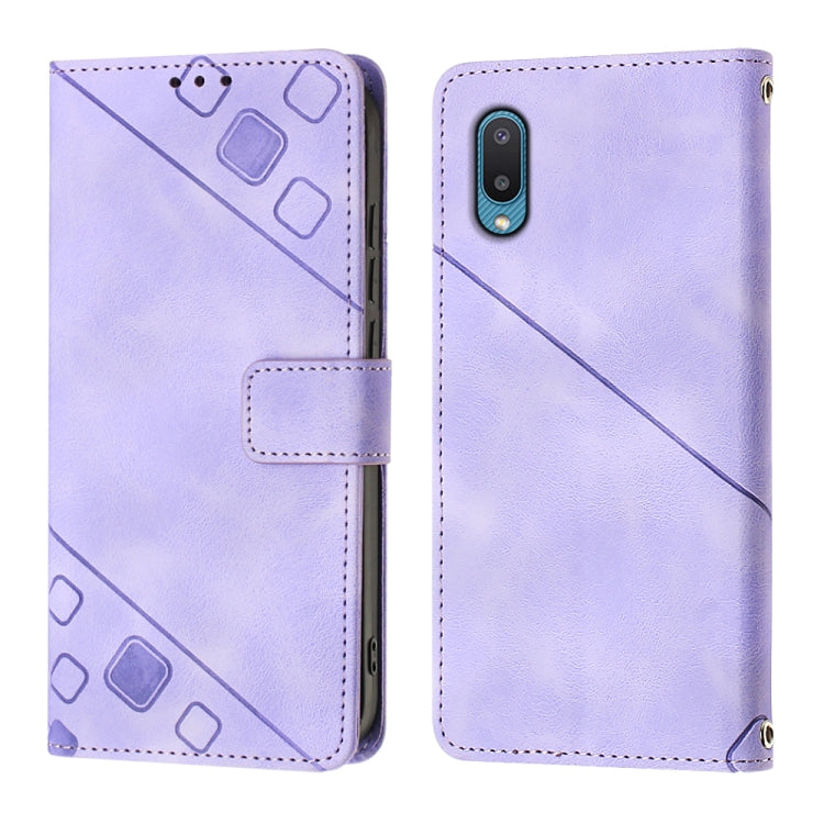 Custodia per telefono in pelle goffrata effetto pelle, For Samsung Galaxy A02 / M02, For Samsung Galaxy A03 Core, For Samsung Galaxy A7 2018, For Samsung Galaxy A8 / A5 2018