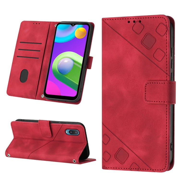 Custodia per telefono in pelle goffrata effetto pelle, For Samsung Galaxy A02 / M02, For Samsung Galaxy A03 Core, For Samsung Galaxy A7 2018, For Samsung Galaxy A8 / A5 2018
