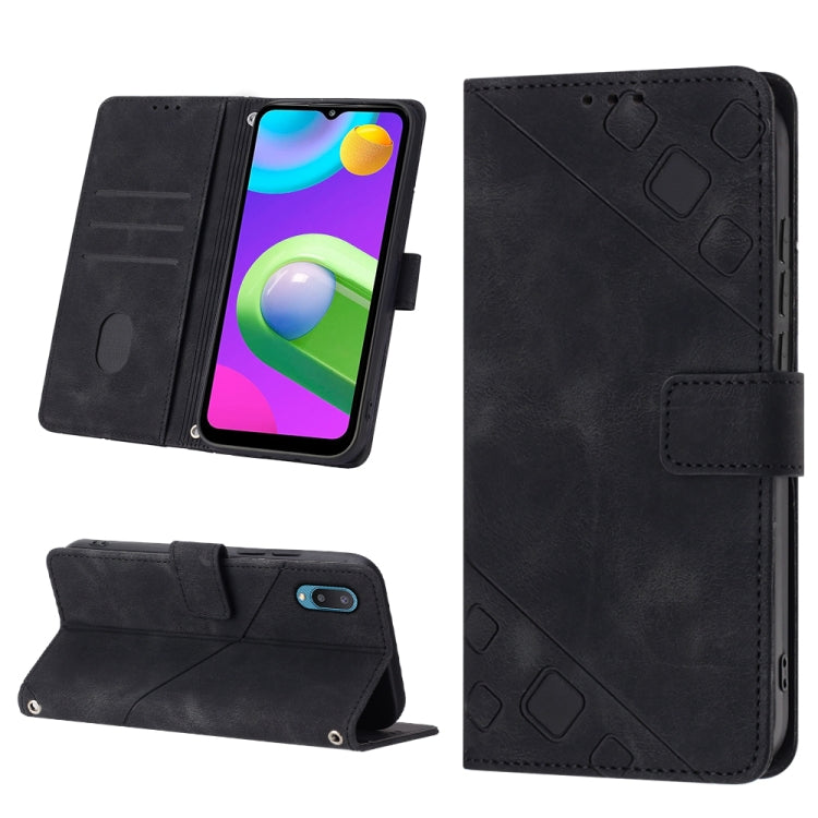 Custodia per telefono in pelle goffrata effetto pelle, For Samsung Galaxy A02 / M02, For Samsung Galaxy A03 Core, For Samsung Galaxy A7 2018, For Samsung Galaxy A8 / A5 2018