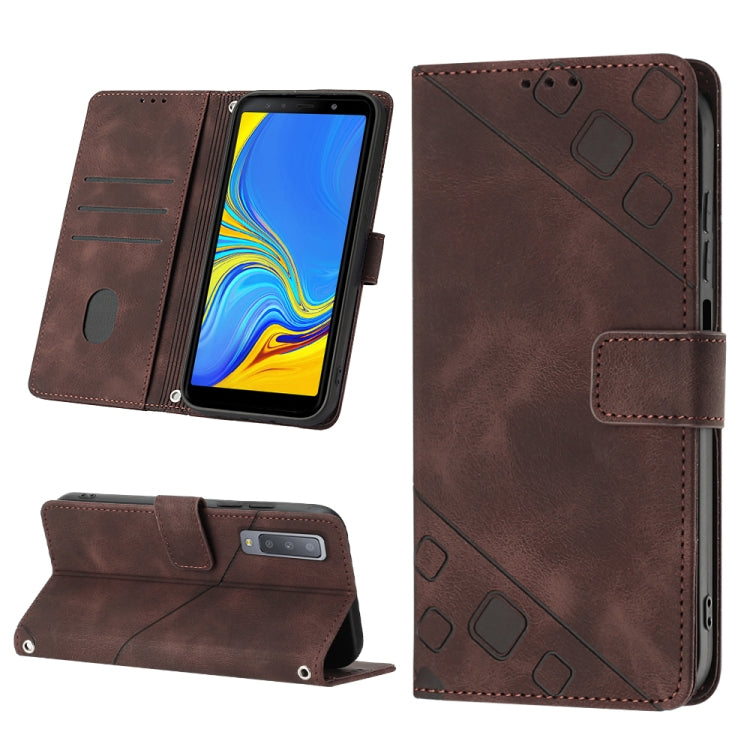 Custodia per telefono in pelle goffrata effetto pelle, For Samsung Galaxy A02 / M02, For Samsung Galaxy A03 Core, For Samsung Galaxy A7 2018, For Samsung Galaxy A8 / A5 2018