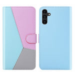 Custodia per cellulare in pelle flip con cuciture tricolori, For Samsung Galaxy A34 5G