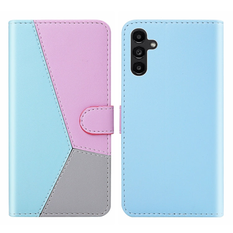 Custodia per cellulare in pelle flip con cuciture tricolori, For Samsung Galaxy A34 5G
