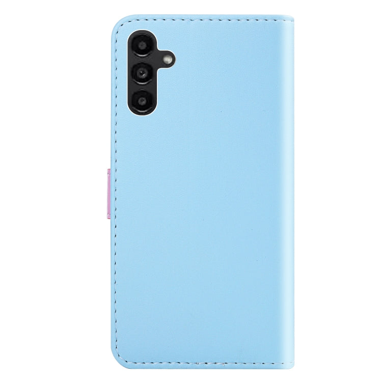 Custodia per cellulare in pelle flip con cuciture tricolori, For Samsung Galaxy A34 5G