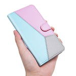 Custodia per cellulare in pelle flip con cuciture tricolori, For Samsung Galaxy A34 5G