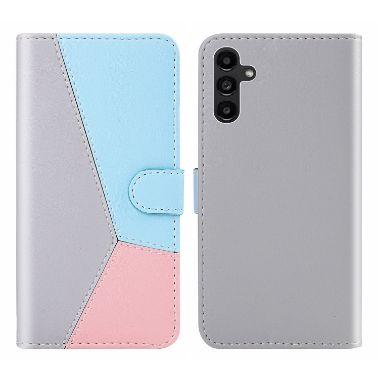 Custodia per cellulare in pelle flip con cuciture tricolori, For Samsung Galaxy A34 5G