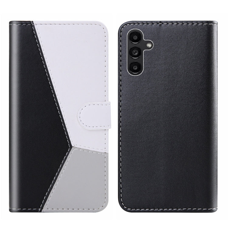 Custodia per cellulare in pelle flip con cuciture tricolori, For Samsung Galaxy A34 5G