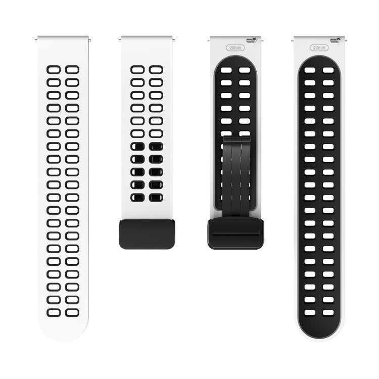 Cinturino in silicone bicolore con fibbia nera pieghevole a doppia fila, 22mm