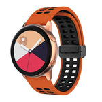 Cinturino in silicone bicolore con fibbia nera pieghevole a doppia fila, 22mm