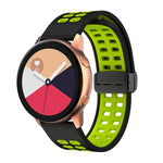 Cinturino in silicone bicolore con fibbia nera pieghevole a doppia fila, 22mm