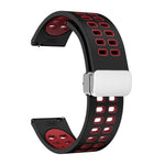 Cinturino in silicone bicolore con fibbia pieghevole in argento a doppia fila, 20mm
