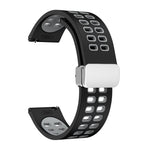 Cinturino in silicone bicolore con fibbia pieghevole in argento a doppia fila, 20mm