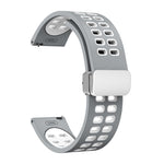 Cinturino in silicone bicolore con fibbia pieghevole in argento a doppia fila, 20mm