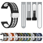 Cinturino in silicone bicolore con fibbia pieghevole in argento a doppia fila, 22mm