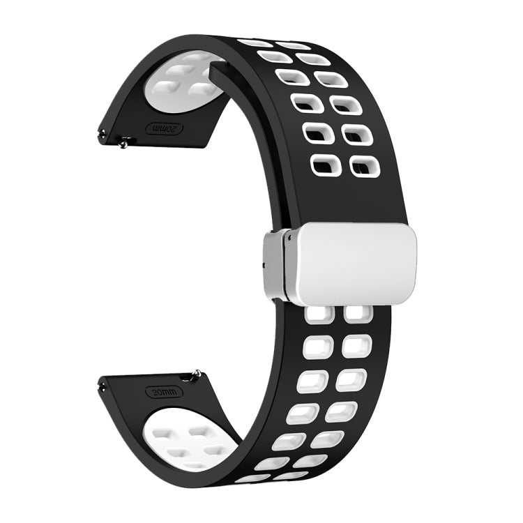 Cinturino in silicone bicolore con fibbia pieghevole in argento a doppia fila, 22mm