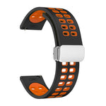 Cinturino in silicone bicolore con fibbia pieghevole in argento a doppia fila, 22mm