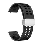 Cinturino in silicone bicolore con fibbia pieghevole in argento a doppia fila, 22mm