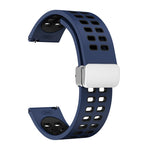 Cinturino in silicone bicolore con fibbia pieghevole in argento a doppia fila, 22mm