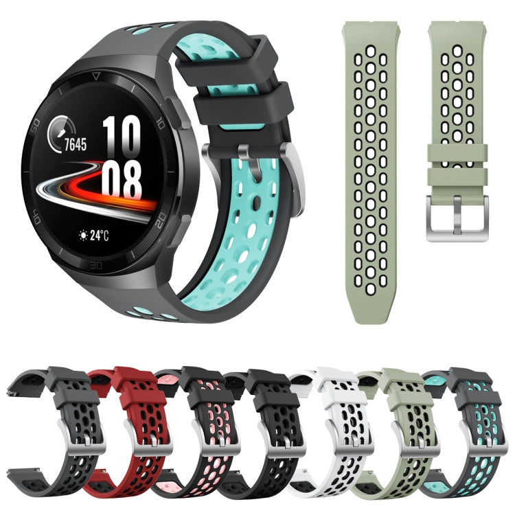 Cinturino in silicone con foro tondo a due colori, For Huawei Watch GT 2e