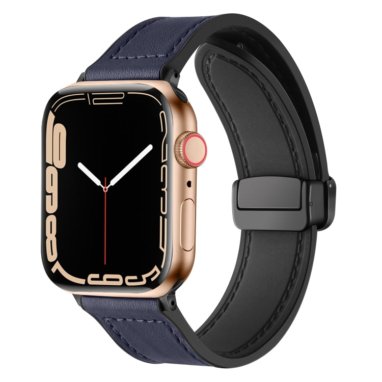 Cinturino magnetico pieghevole in pelle di silicone, For Apple Watch Series 8&7 41mm