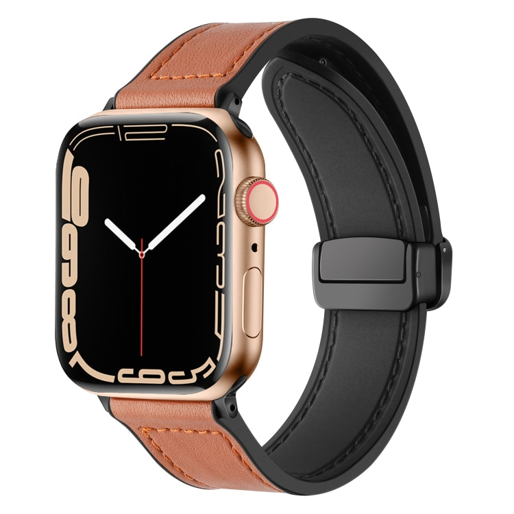 Cinturino magnetico pieghevole in pelle di silicone, For Apple Watch Series 8&7 41mm