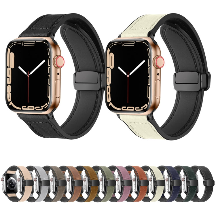 Cinturino magnetico pieghevole in pelle di silicone, For Apple Watch Series 8&7 41mm