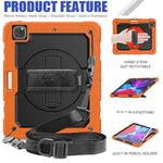 Custodia protettiva antiurto in silicone colorato + PC con supporto, tracolla, cinturino da polso e slot per penna, For iPad Pro 12.9 (2020)