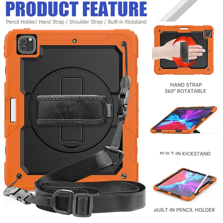 Custodia protettiva antiurto in silicone colorato + PC con supporto, tracolla, cinturino da polso e slot per penna, For iPad Pro 12.9 (2020)