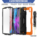 Custodia protettiva antiurto in silicone colorato + PC con supporto, tracolla, cinturino da polso e slot per penna, For iPad Pro 12.9 (2020)