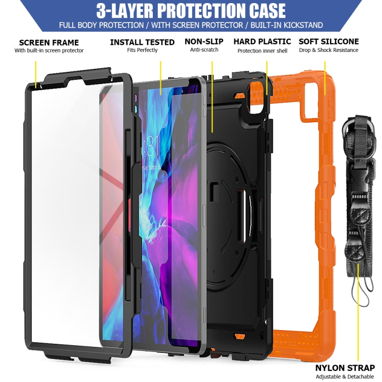 Custodia protettiva antiurto in silicone colorato + PC con supporto, tracolla, cinturino da polso e slot per penna, For iPad Pro 12.9 (2020)