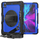 Custodia protettiva antiurto in silicone colorato + PC con supporto, tracolla, cinturino da polso e slot per penna, For iPad Pro 12.9 (2020)